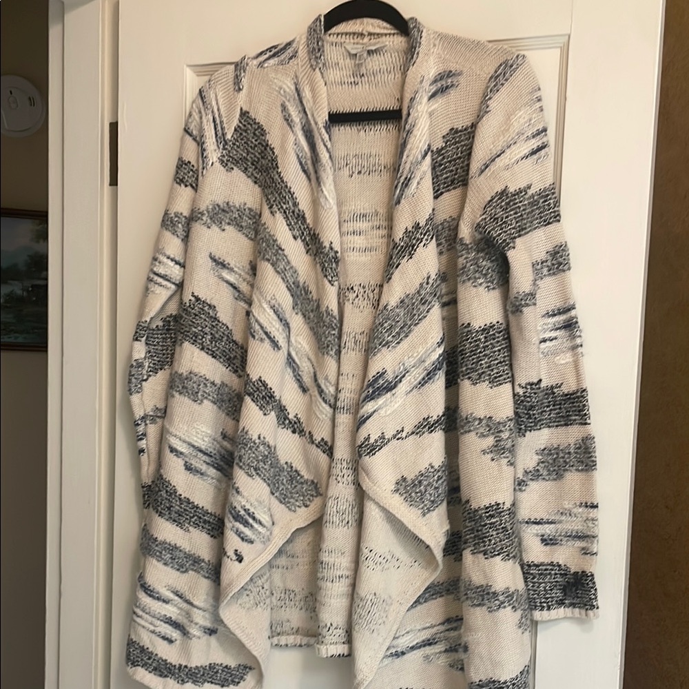 Women's Cream and Gray Striped Sweater